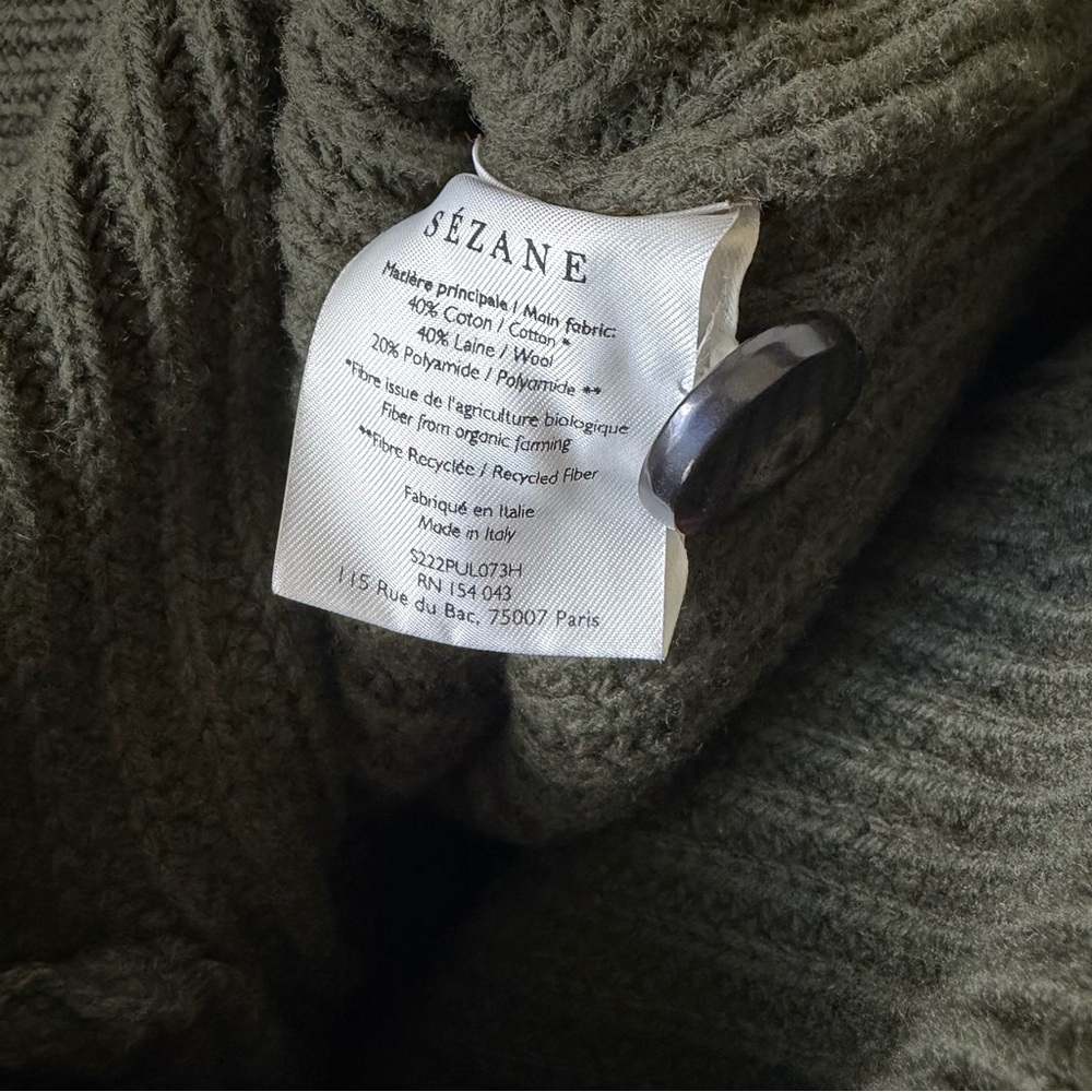 Sezane Lucas Jumper Pullover Sweater in Khaki Green Size XS - Picture 8 of 9